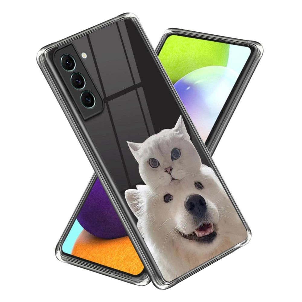 Samsung Galaxy S23 Plastic Transparent Case w. Motive - Dog and Cat