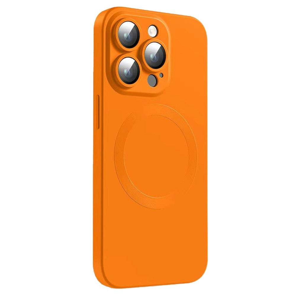 iPhone 14 Pro Silicone Case with Camera Protector - MagSafe Compatible - Orange