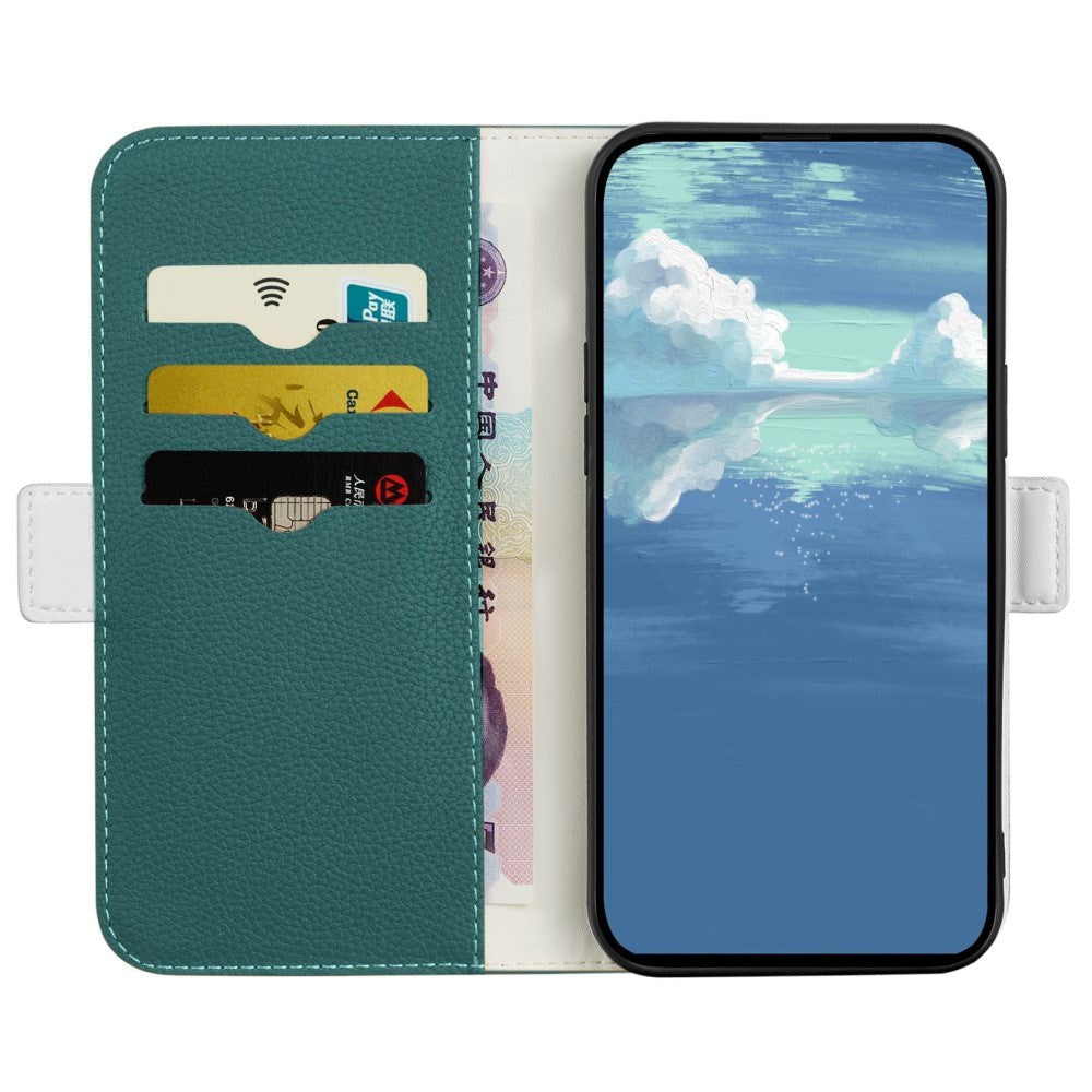 SSamsung Galaxy A24 Litchi Leather Wallet Case with Magnetic Closure - Green