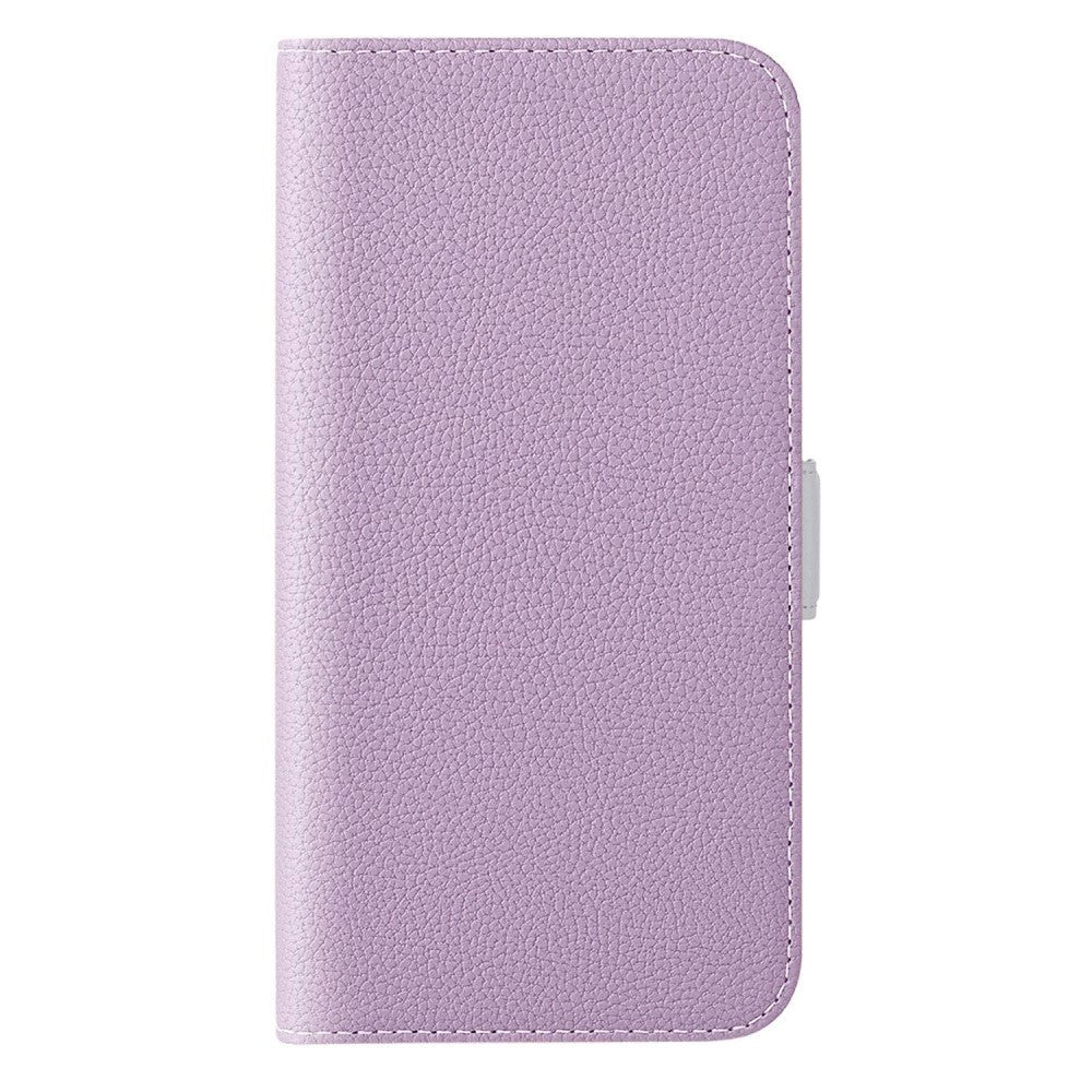 Samsung Galaxy A24 Litchi Leather Wallet Case with Magnetic Closure - Purple