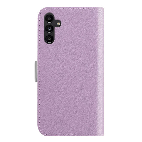 Samsung Galaxy A24 Litchi Leather Wallet Case with Magnetic Closure - Purple