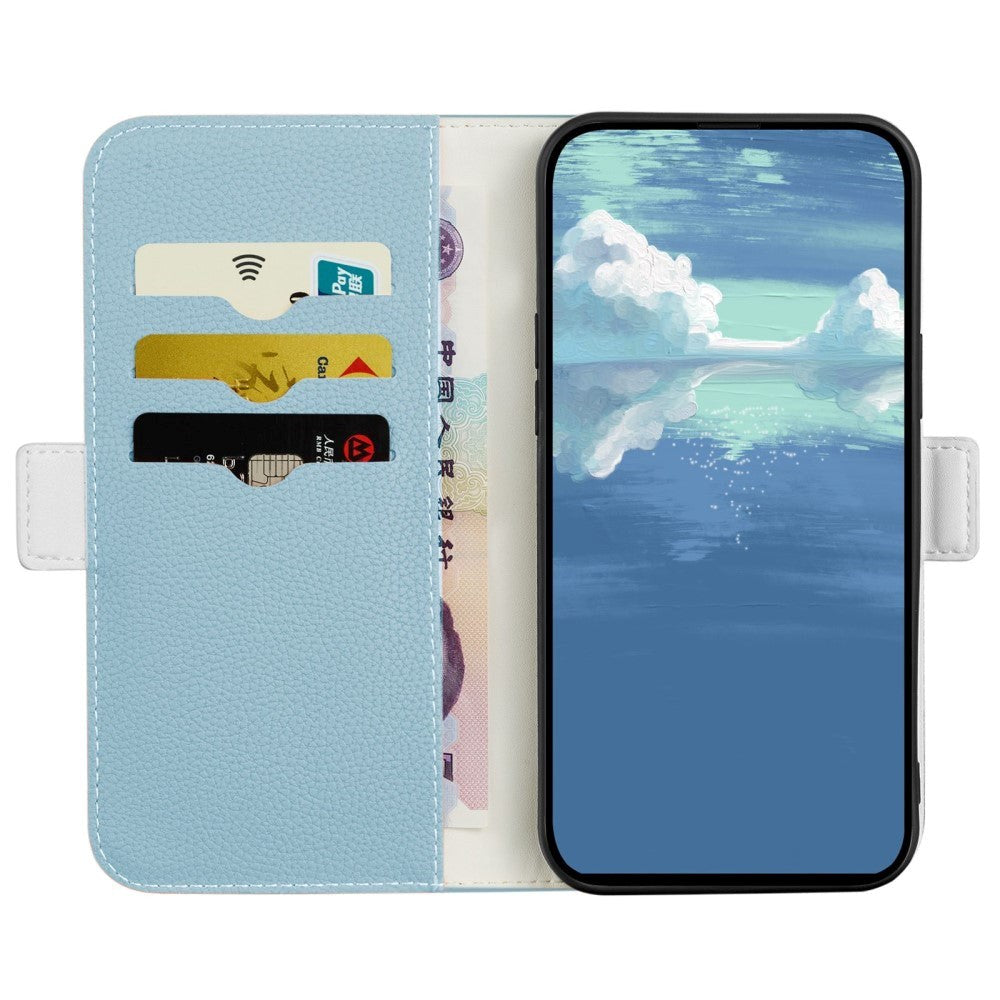 Samsung Galaxy A54 (5G) Litchi Leather Wallet Case with Magnetic Closure - Blue