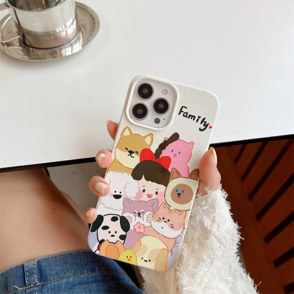 iPhone 14 Pro Flexible Plastic Case w. Motif - Child with Pets