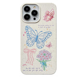 iPhone 14 Pro Flexible Plastic Case w. Motif - Butterflies and Flowers