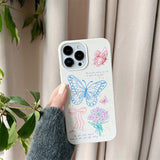 iPhone 14 Pro Flexible Plastic Case w. Motif - Butterflies and Flowers