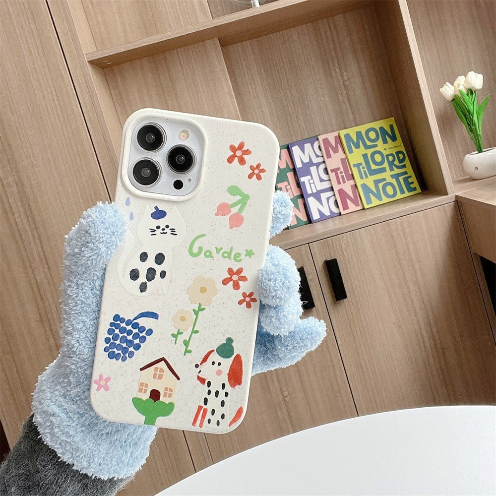 iPhone 14 Pro Flexible Plastic Case w. Motif - Dog and Cat