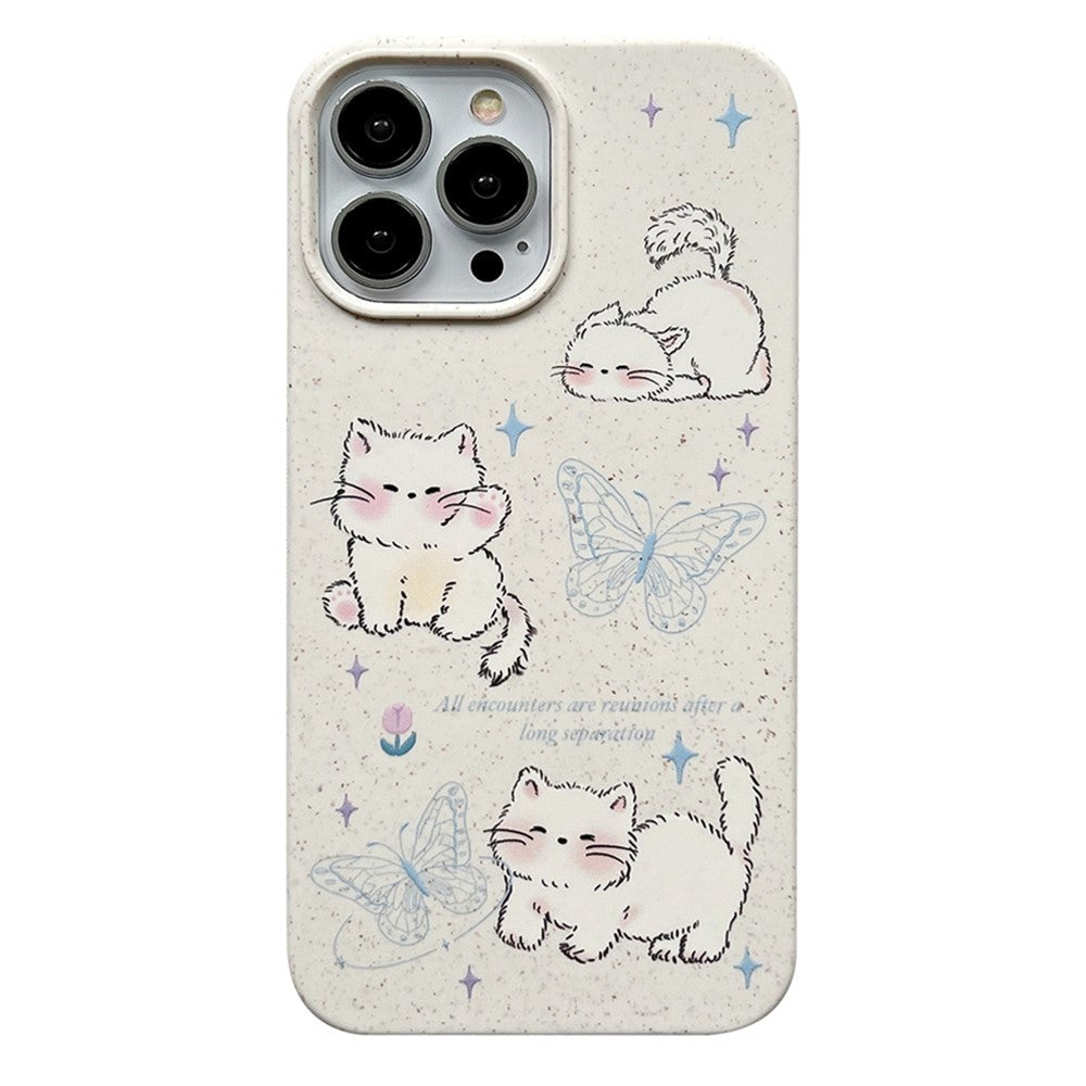 iPhone 13 Pro Flexible Plastic Case w. Motif - Butterflies and Cats