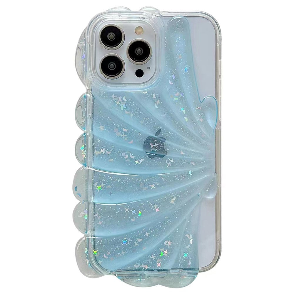 iPhone 14 Pro 3D Plastic Case Flexible with Seashell / Transparent - Blue