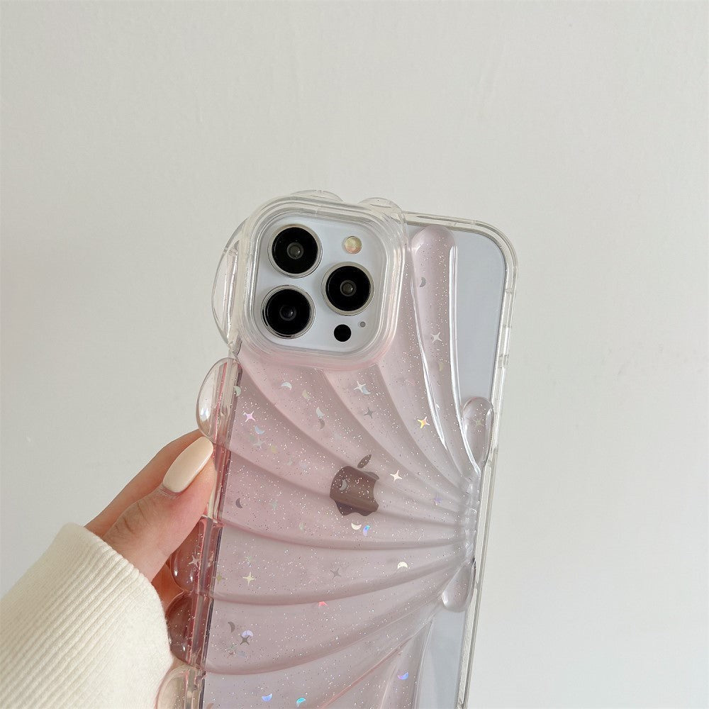 iPhone 14 Pro 3D Plastic Case Flexible with Seashell / Transparent