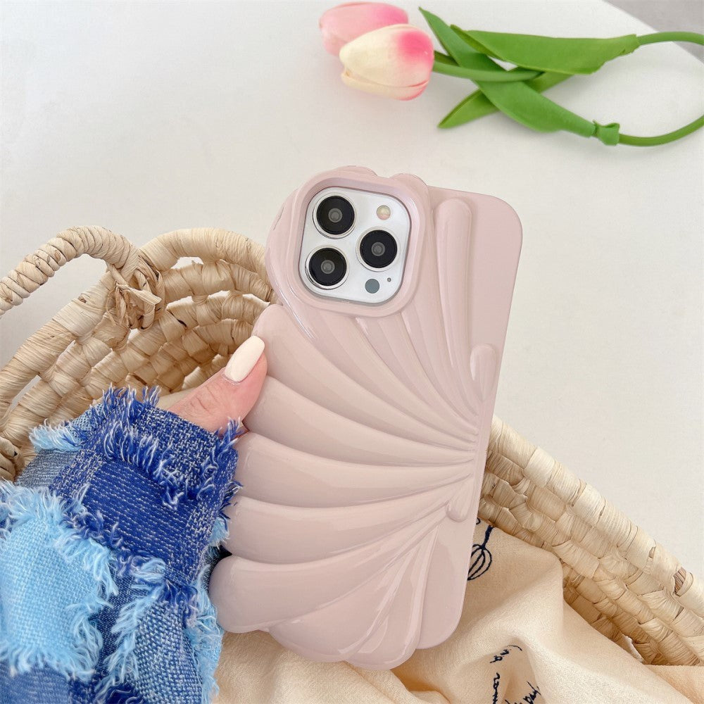 iPhone 14 Pro Flexible Case - Seashell Design - Pink