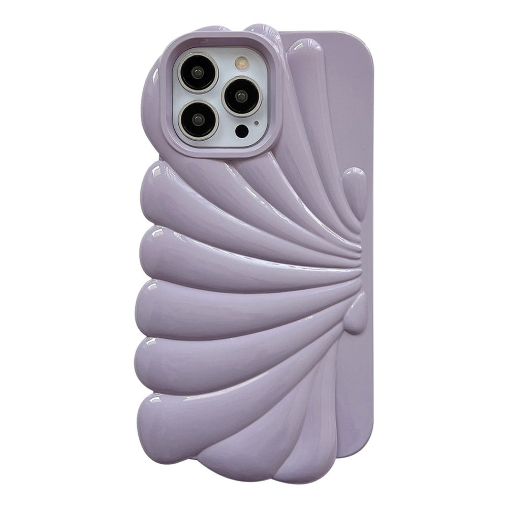 iPhone 14 Pro Flexible Case - Seashell Design - Purple