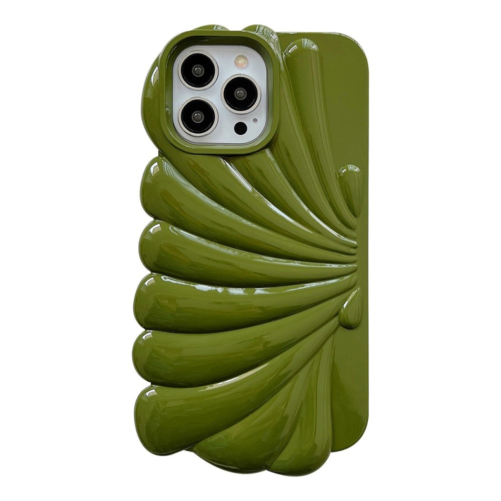 iPhone 14 Pro Flexible Case - Seashell Design - Green