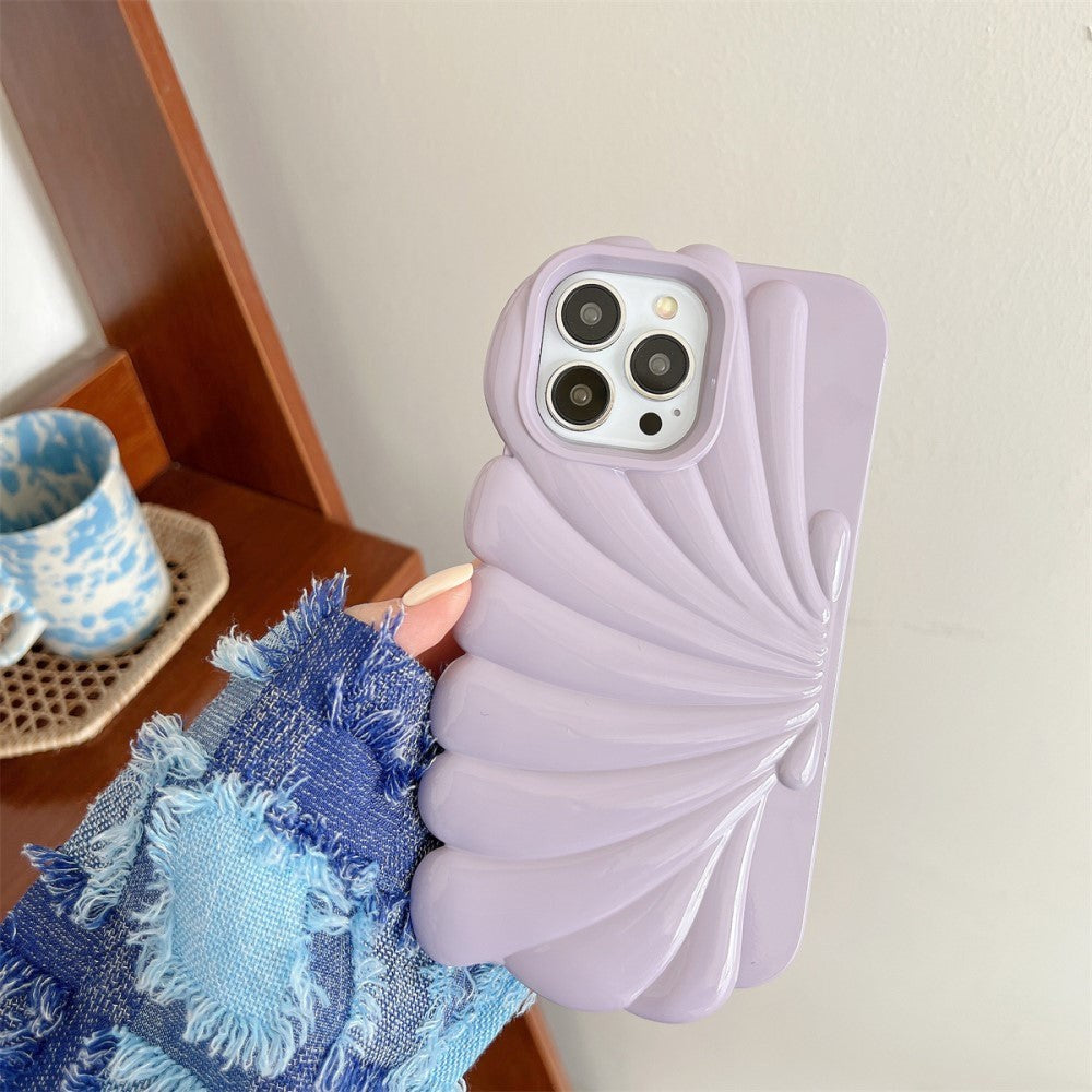 iPhone 13 Pro Flexible Case - Seashell Design - Purple