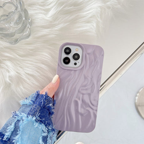 iPhone 14 Pro Flexible Case - Wavy Design - Purple