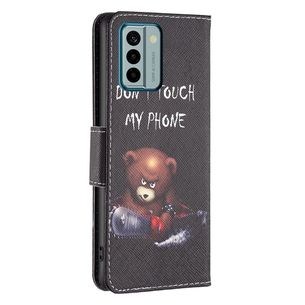 Nokia G22 Leather Case w. Wallet - "Don't Touch My Phone" Bear