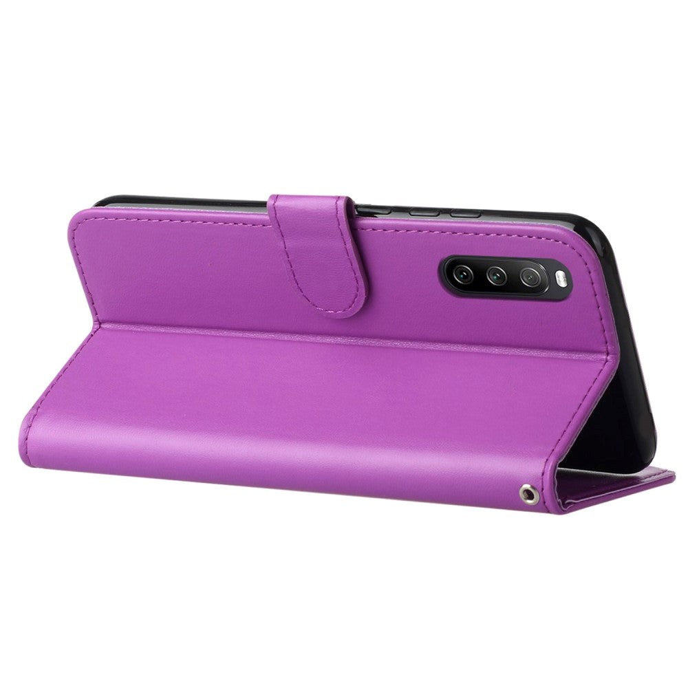 Sony Xperia 10 V Leather Flip Case with Wallet and Strap - Purple