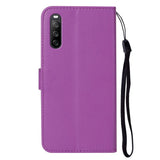 Sony Xperia 10 V Leather Flip Case with Wallet and Strap - Purple