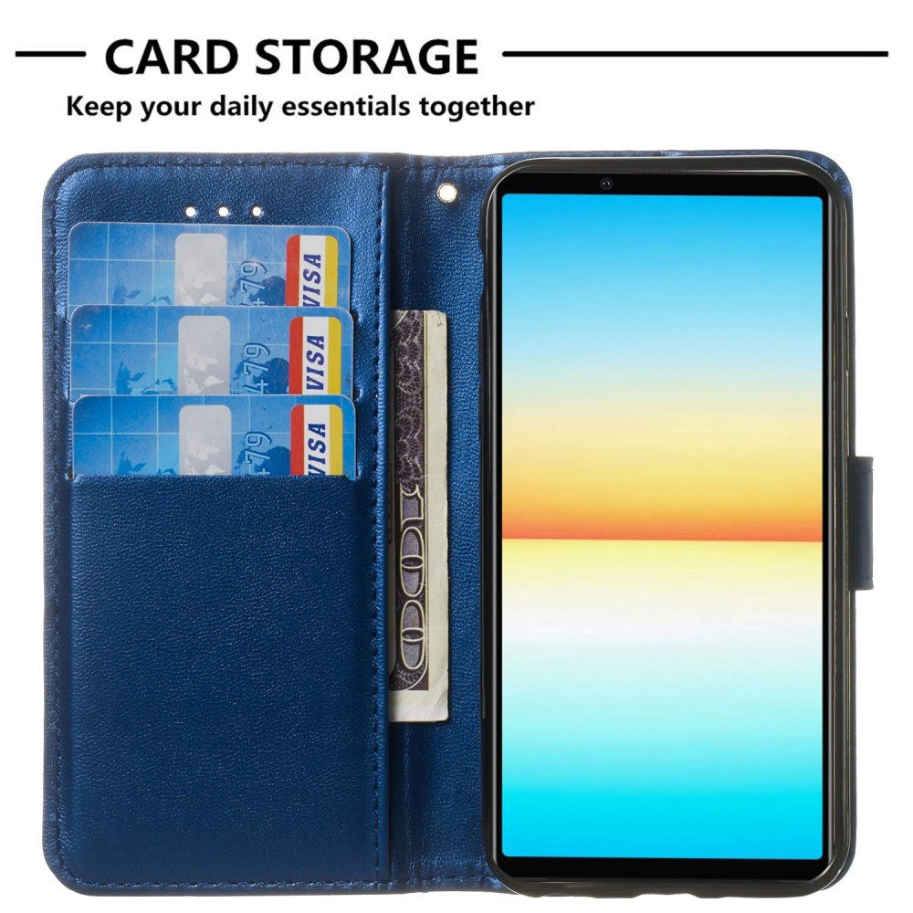 Sony Xperia 10 V Leather Flip Case with Wallet and Strap - Blue