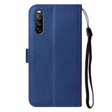 Sony Xperia 10 V Leather Flip Case with Wallet and Strap - Blue