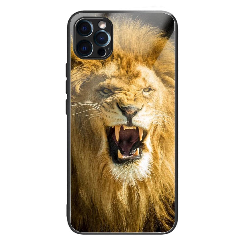 iPhone 14 Pro Case with Tempered Glass Backside - Lion