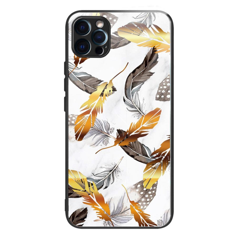 iPhone 14 Pro Case with Tempered Glass Backside - Feather