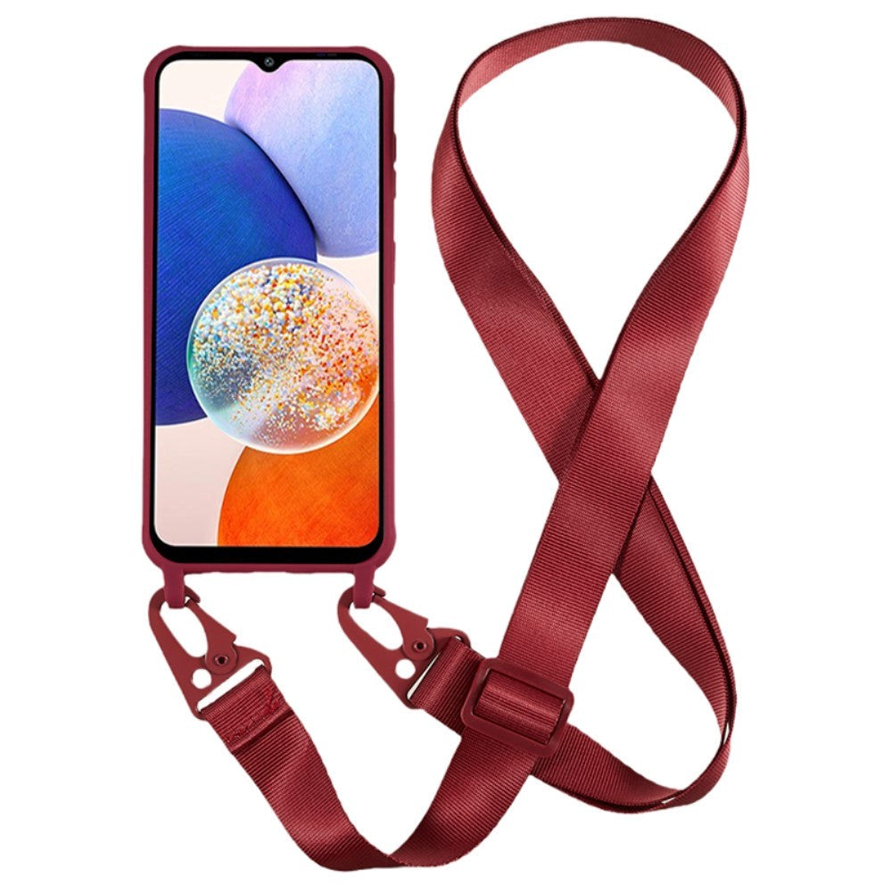 Samsung Galaxy A14 (5G) Flexible Plastic Case with Strap - Wine Red