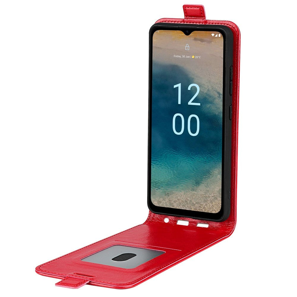 Nokia G22 Vertical Flip Leather Case w. Card Holder - Red