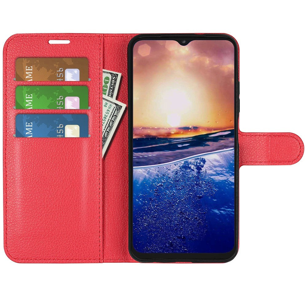 TCL 40R 5G Litchi Leather Flip Cover w. Wallet - Red