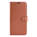 TCL 40R 5G Litchi Leather Flip Cover w. Wallet - Brown