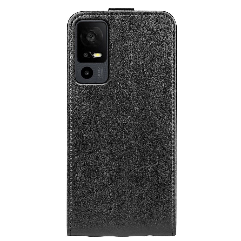 TCL 40R 5G Vertical Leather Flip Case w. Card Holder - Black