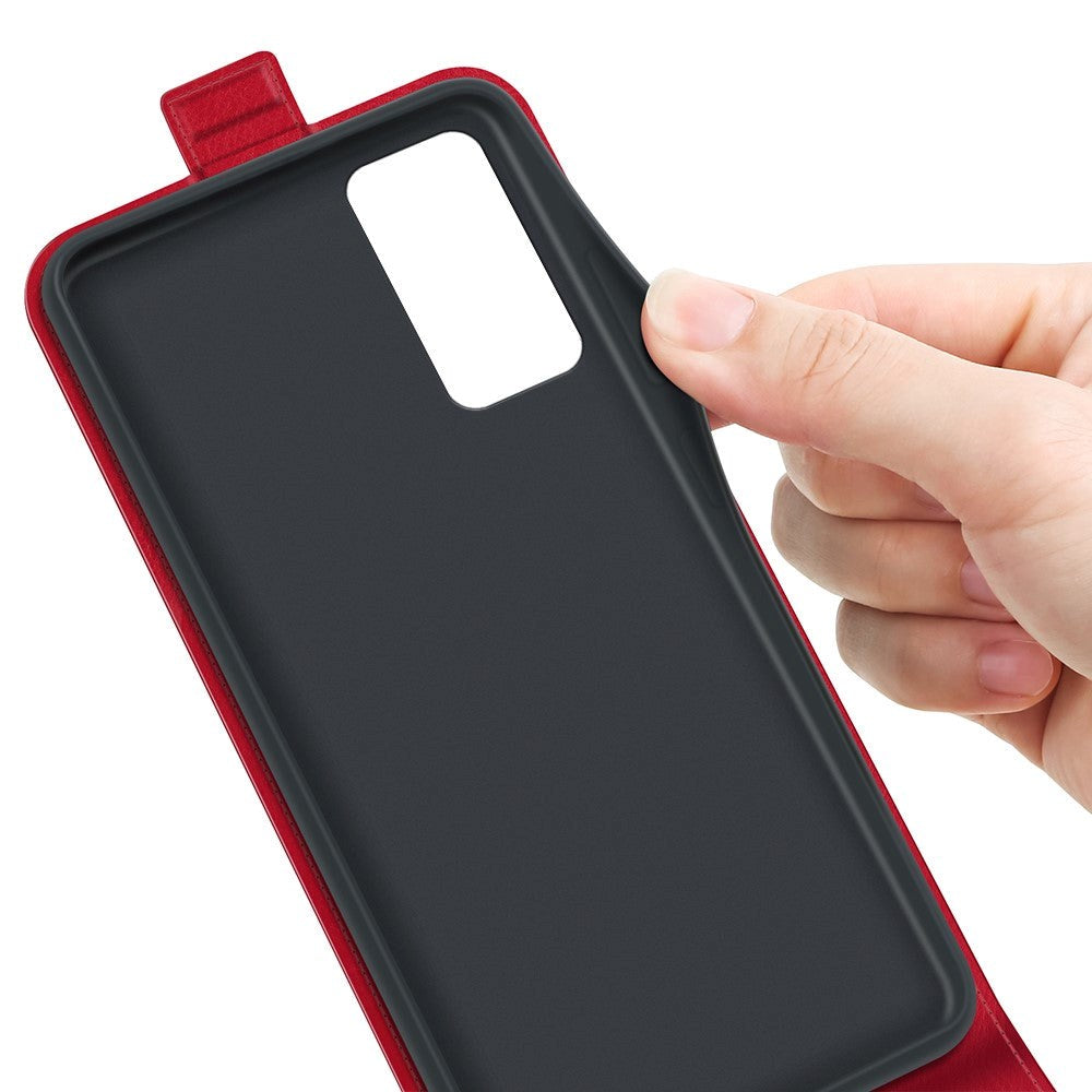 TCL 40R 5G Vertical Leather Flip Case w. Card Holder - Red