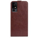 TCL 40R 5G Vertical Leather Flip Case w. Card Holder - Brown