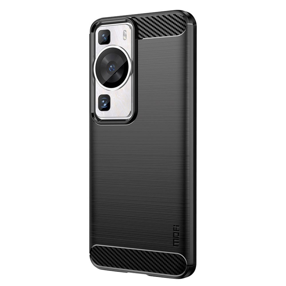 Huawei P60 Pro Mofi Brushed Carbon Fiber Flexible Plastic Case - Black