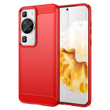 Huawei P60 Pro Mofi Brushed Carbon Fiber Flexible Plastic Case - Red