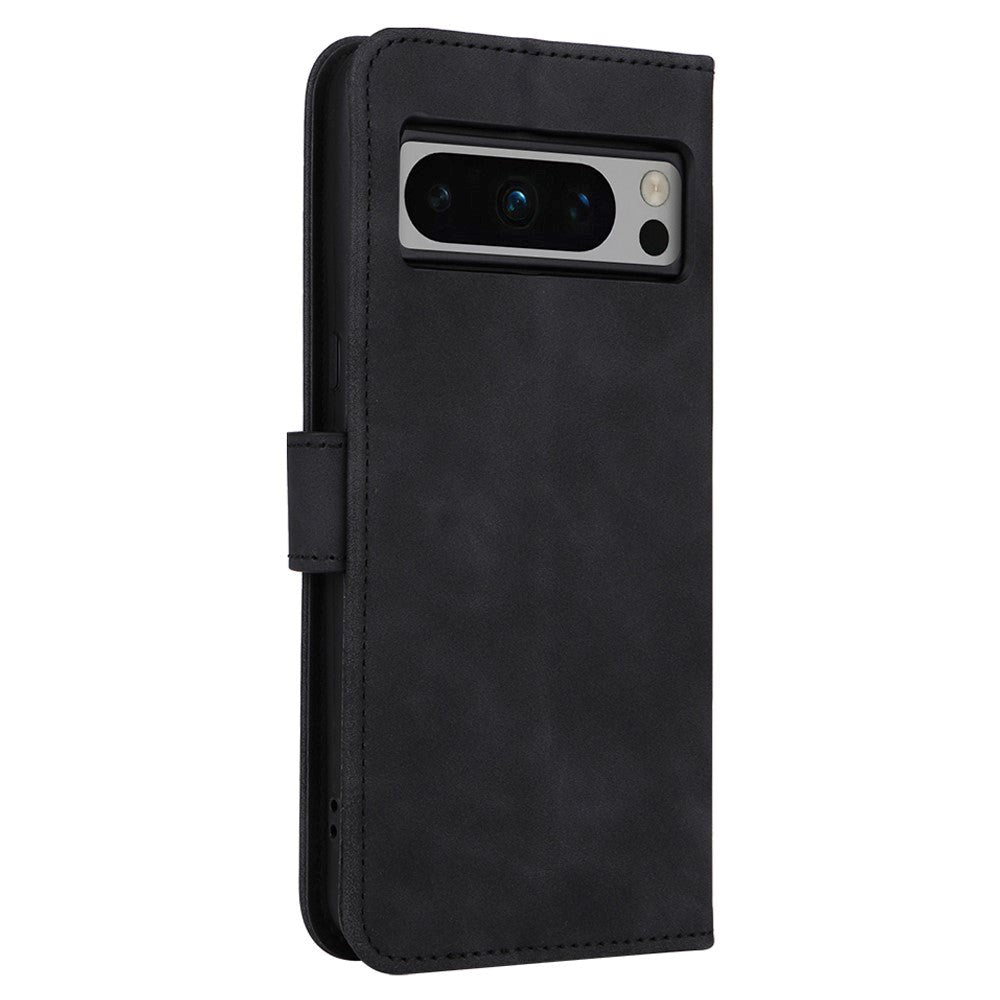 Google Pixel 8 Pro Leather Flip Case with Wallet and Stand Function - Black