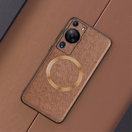 Huawei P60 Pro Plastic Case with Rough Texture - MagSafe Compatible - Brown