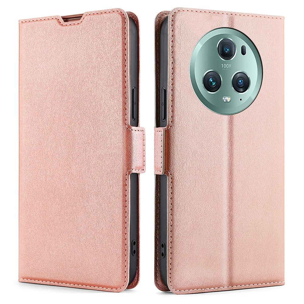 Honor Magic5 Pro Flip Case w. Card Holder & Stand Function - Rose Gold