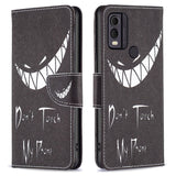 Nokia C22 Leather Wallet Case w. Print - "Don't Touch My Phone"