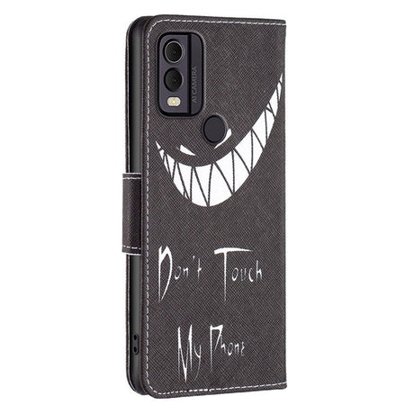 Nokia C22 Leather Wallet Case w. Print - "Don't Touch My Phone"