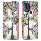 Nokia C22 Leather Wallet Case w. Print - Colorful Tree