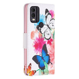 Nokia C22 Leather Wallet Case w. Print - Butterflies and Flowers