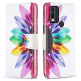 Nokia C22 Leather Wallet Case w. Print - Colored Flower