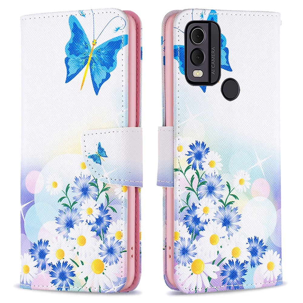 Nokia C22 Leather Wallet Case w. Print - Butterfly