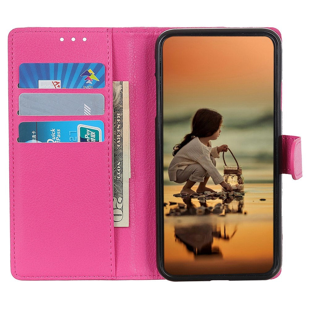 Google Pixel 8 Pro Litchi Leather Case w. Wallet - Pink