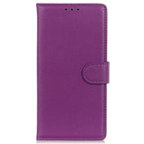 Google Pixel 8 Litchi Leather Case w. Wallet - Purple