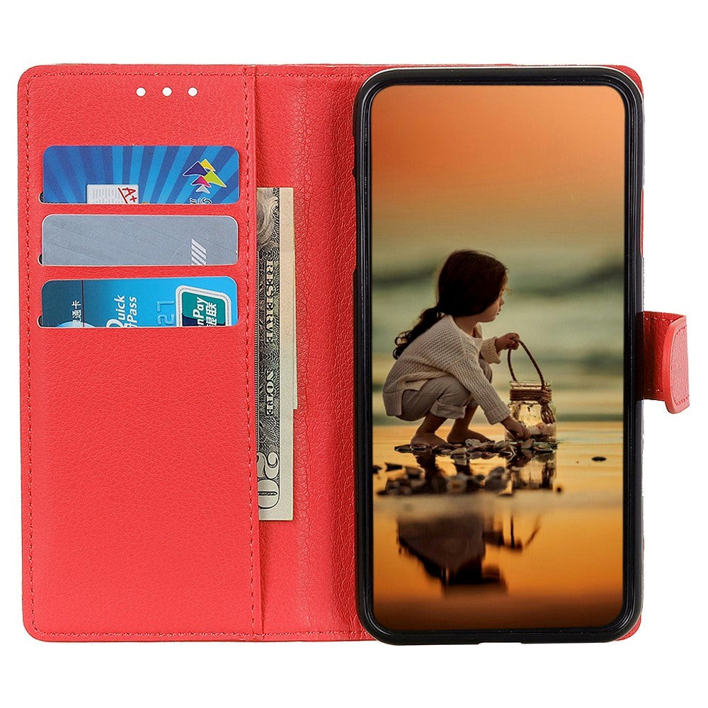 Google Pixel 8 Litchi Leather Case w. Wallet - Red