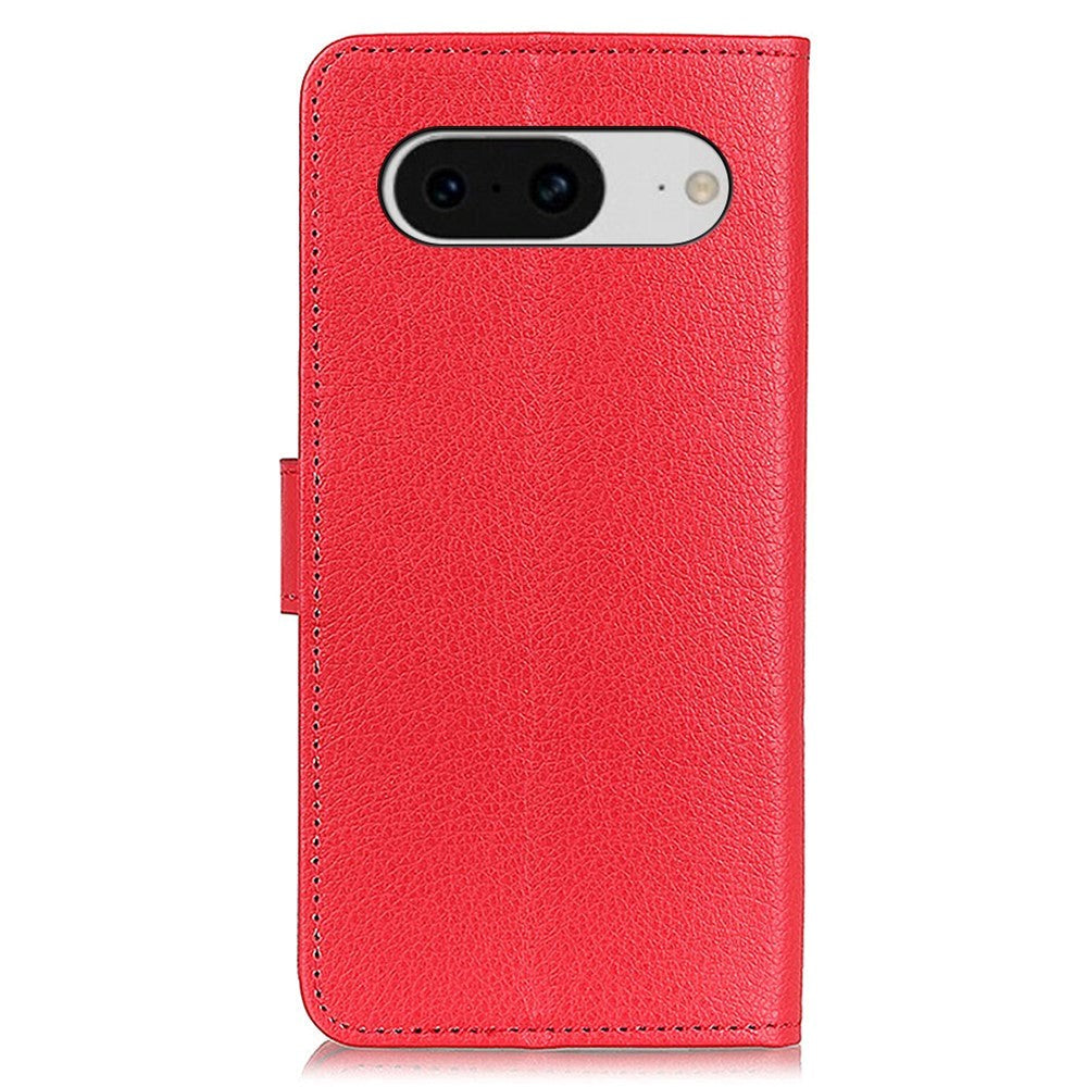 Google Pixel 8 Litchi Leather Case w. Wallet - Red