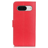 Google Pixel 8 Litchi Leather Case w. Wallet - Red