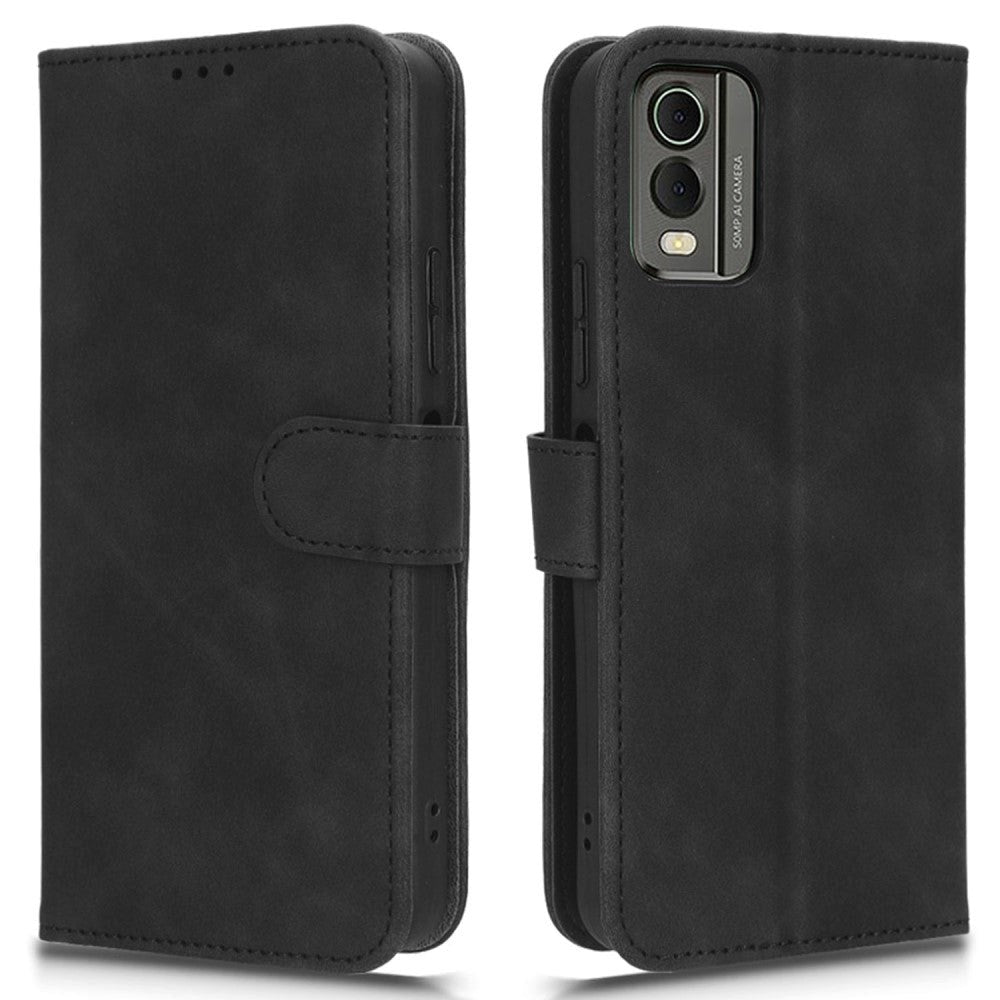 Nokia C32 Leather Flip Case with Wallet and Stand Function - Black