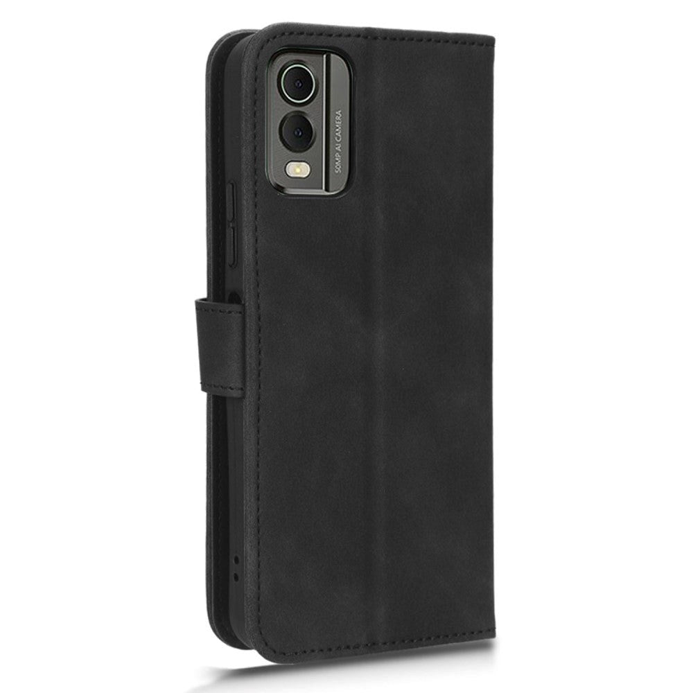 Nokia C32 Leather Flip Case with Wallet and Stand Function - Black